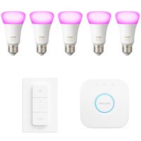 Aanbieding Philips Hue White & Color Ambiance E27 Bluetooth Starter Kit + Ledlampen 5-pack - 8718699701352