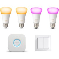 Aanbieding Philips Hue Bridge + White Ambiance E27 Bulbs 2-pack + White & Color Ambiance E27 Bulbs 2-pack + Senic Indoor Switch - 8718696511800